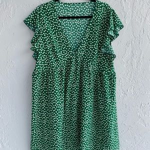 Plus Ditsy Floral Plunging Neck Dress